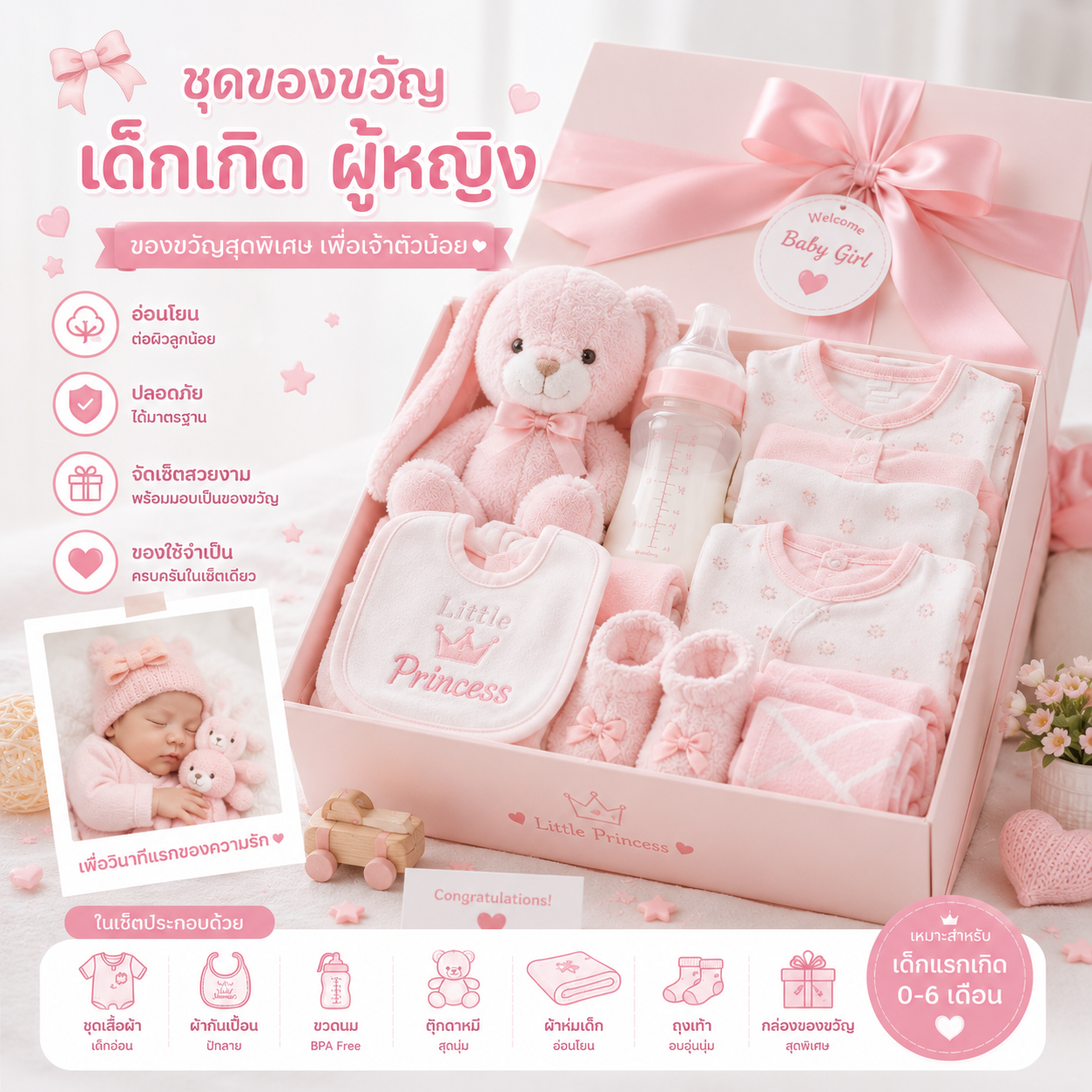 ชุดของขวัญเด็กแรกเกิดหญิง Luna Baby